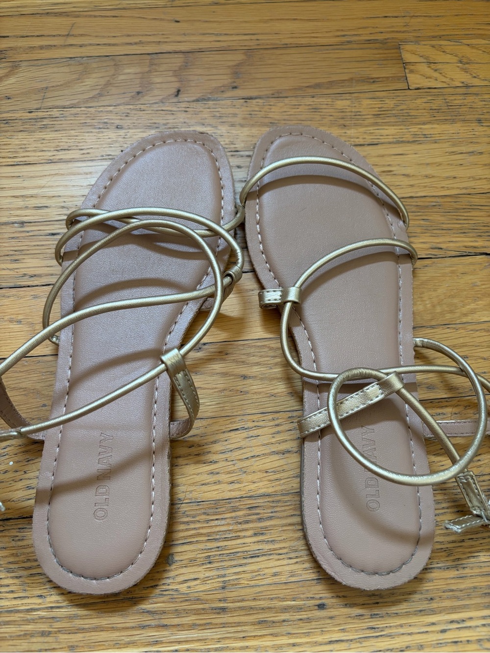 Old Navy Gold Strappy Flat Sandals for Women